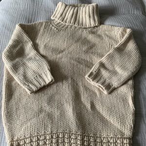 J. Crew cream 2/3-sleeve wool turtleneck